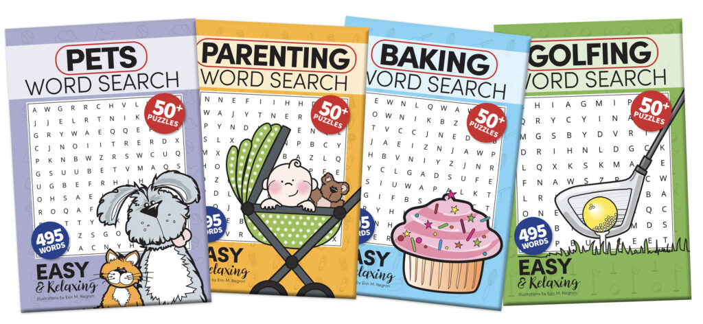 Word Search Puzzle Books by Erin M Negron and ERIN MARIE STUDIOS INC